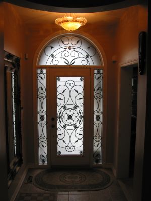 WROUGHT IRON & DECORATIVE GLASS DOOR INSERTS