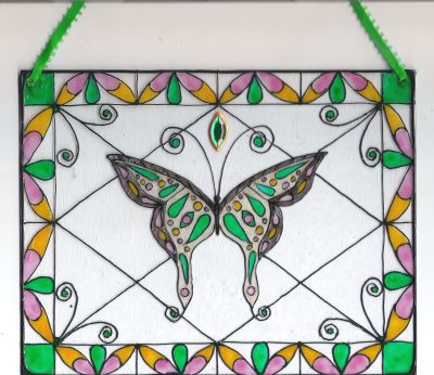 Birthstone Butterfly Stained Glass Style Home Decor