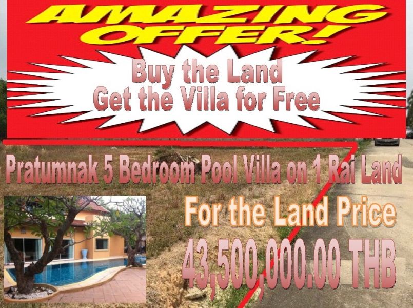 Pratumnak Buy Land 5 Bedroom Villa Free