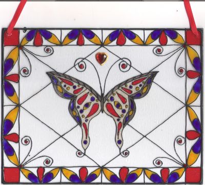 Birthstone Butterfly Stained Glass Style Home Decor