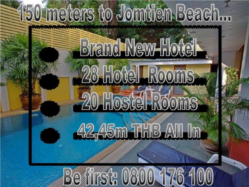 Thailand Pattaya Jomtien Brand New 28 Room Boutique Pool Hotel Sale
