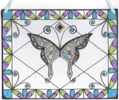 Birthstone Butterfly Stained Glass Style Home Decor