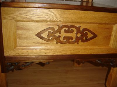 New Handcrafted Oak/Walnut Inlaid Deacon's Chair