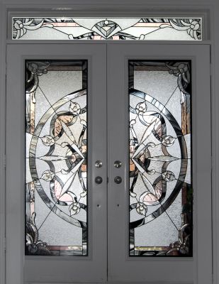 WROUGHT IRON & STAINED GLASS DOOR INSERTS