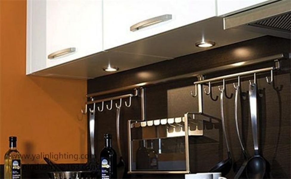 Round LED cabinet light, wardrobe disc lamp with splitter, ultrathin showroom furniture spotlight