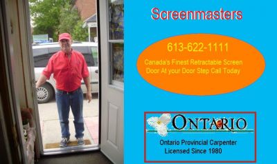 Patio Door Screen RepairsScreenmasters  613-622-1111 office 613-315-4100 cell Email: info@screenmast