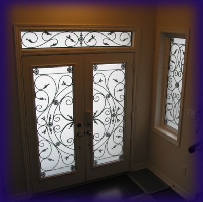 WROUGHT IRON & DECORATIVE GLASS DOOR INSERTS