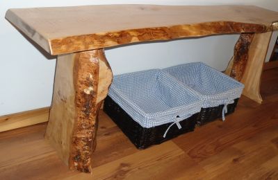 Custom Live Edge Birch Bark Slab Bench  $500