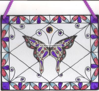 Birthstone Butterfly Stained Glass Style Home Decor