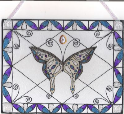 Birthstone Butterfly Stained Glass Style Home Decor