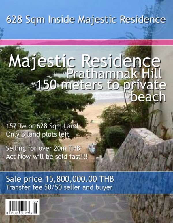 Pattaya 628 Sqm Land in Majestic Residence near Beach