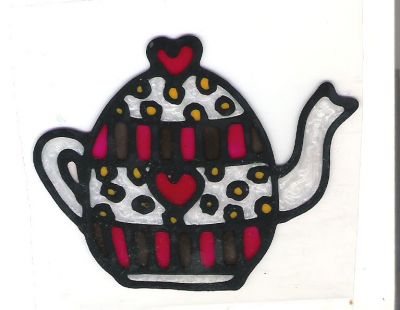 Stained Glass Style Tea Time Teapot