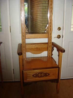 New Handcrafted Oak/Walnut Inlaid Deacon's Chair